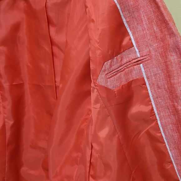Talbots 100% Linen Blazer Jacket Size 4 Coral Coastal Quiet Luxury Career - Picture 10 of 12